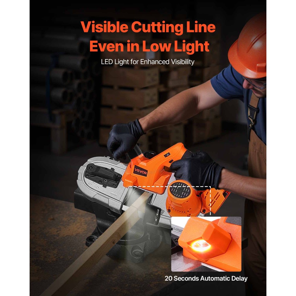 VEVOR Portable Cordless Band Saw 2.56 in Deep Cut Variable Speed (Bare Tool)