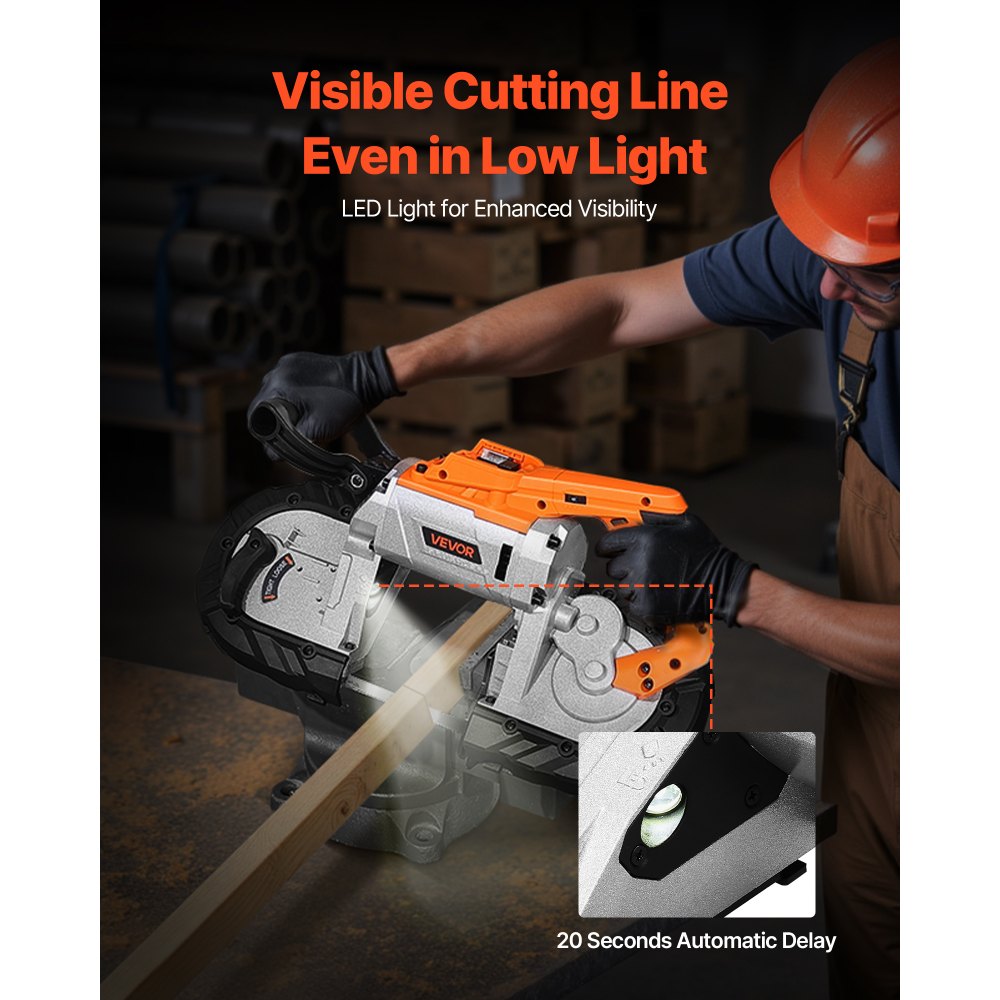 VEVOR Portable Cordless Band Saw 5-Inch Deep Cut Variable Speed (Bare Tool)