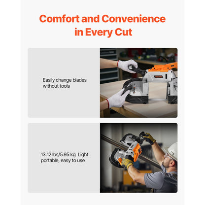 VEVOR Portable Cordless Band Saw 5-Inch Deep Cut Variable Speed (Bare Tool)