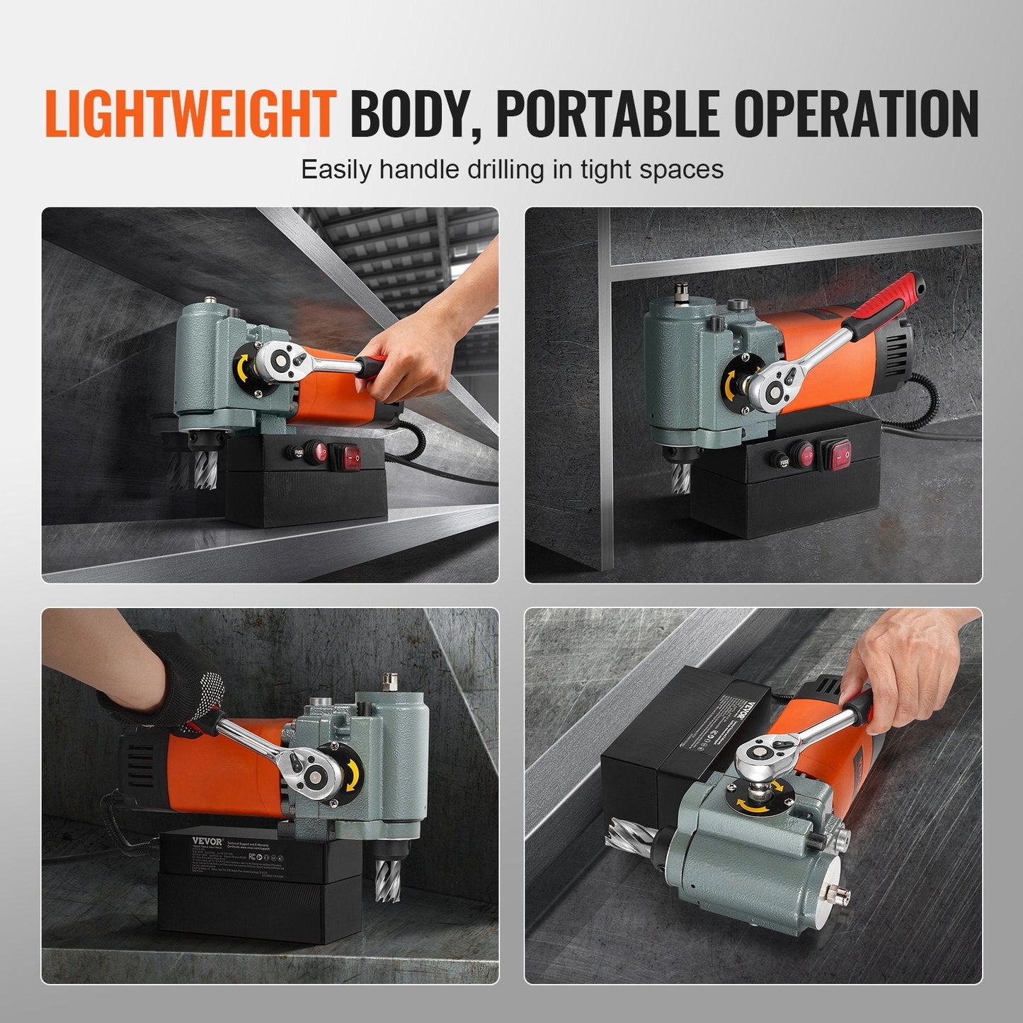 1300W Magnetic Drill Press, Low Profile, Portable, Max 45mm Depth, 10.4kg