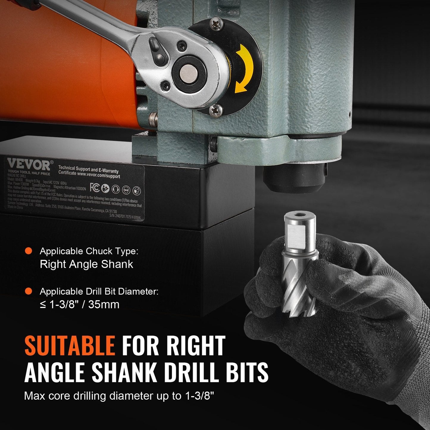 1300W Magnetic Drill Press, Low Profile, Portable, Max 45mm Depth, 10.4kg
