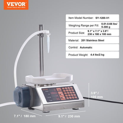 Automatic Liquid Bottle Filler with 5-300 g Capacity and Digital Control