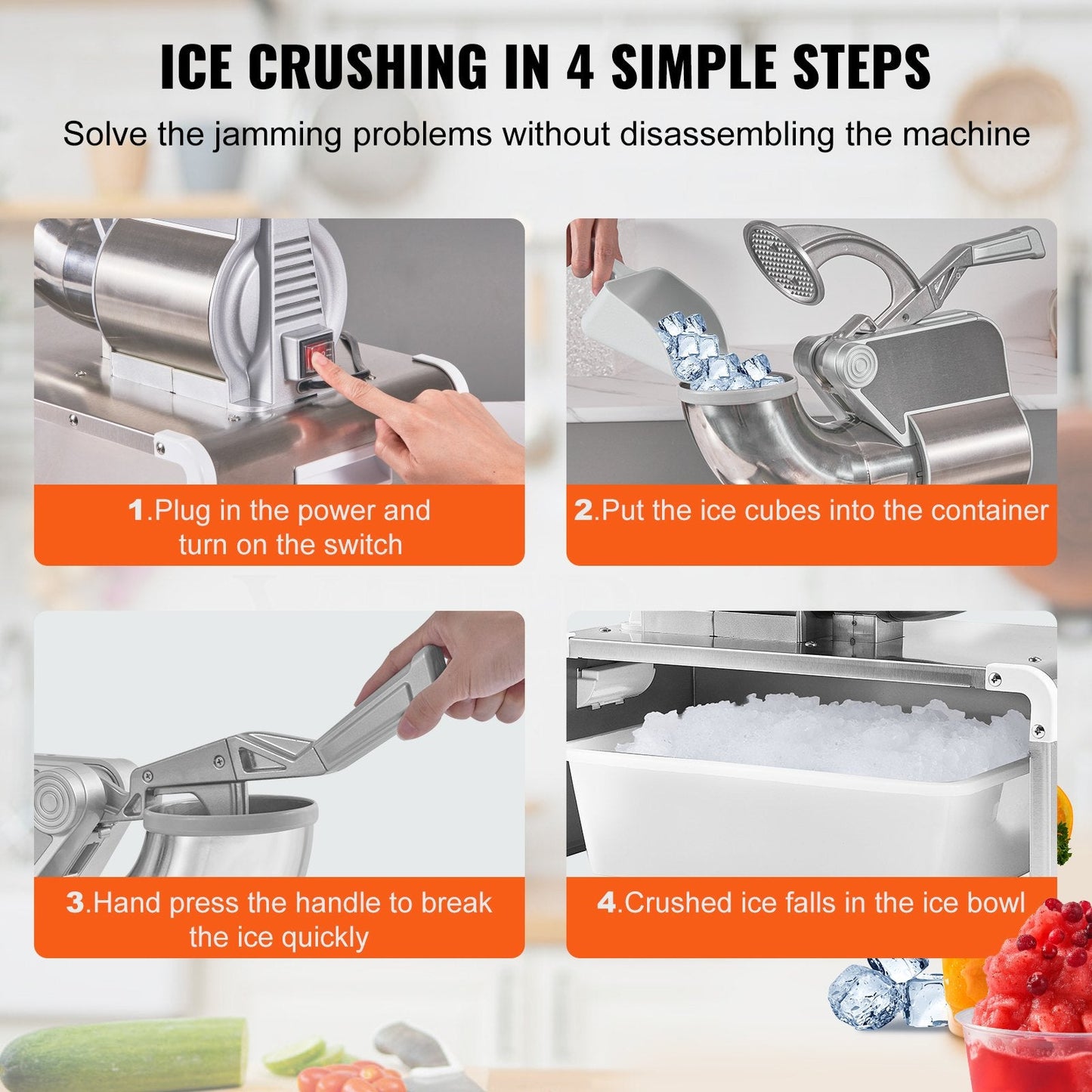 Electric Dual Blade Ice Shaver Crusher, 300 kg/hr, 350W for Home & Commercial Use