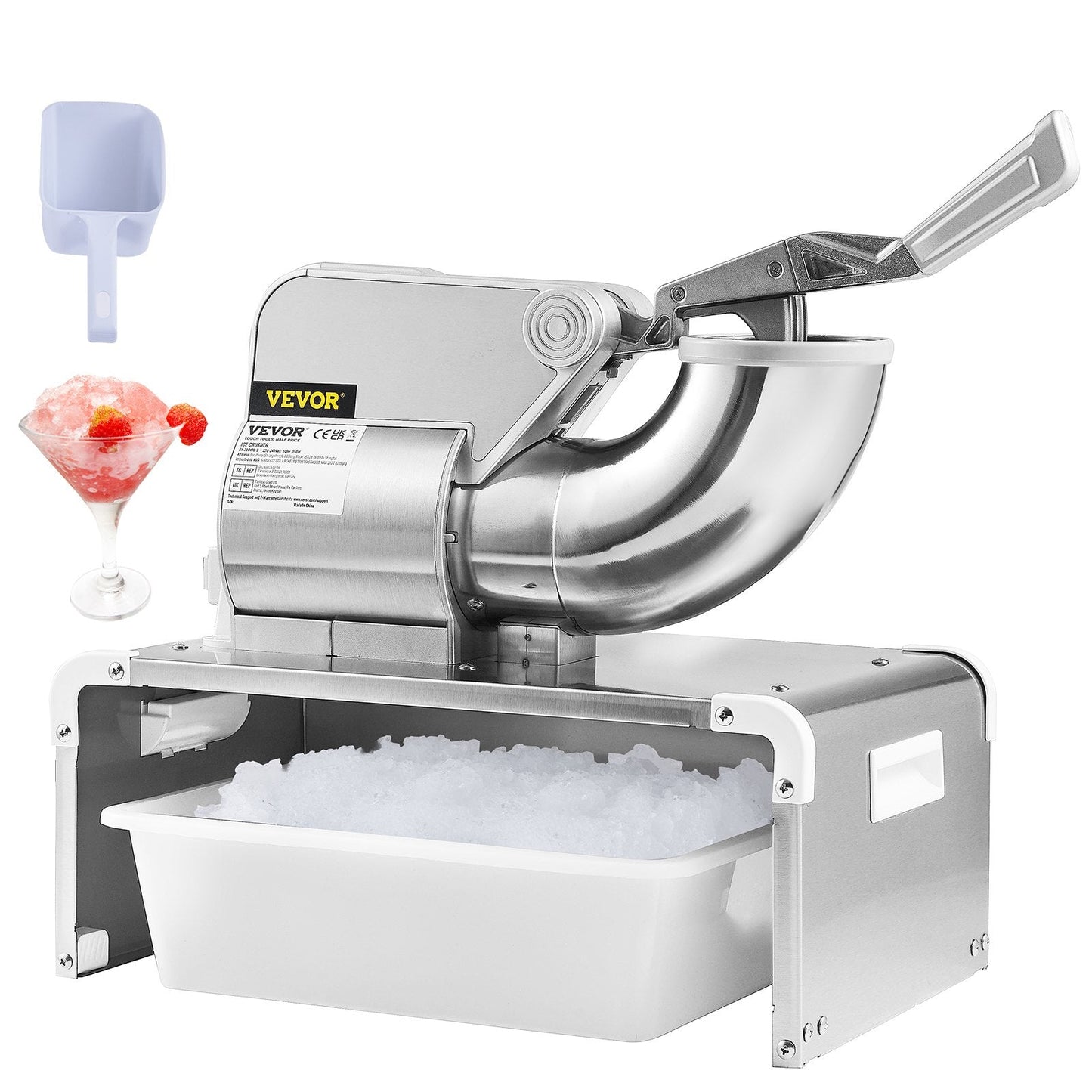 Electric Dual Blade Ice Shaver Crusher, 300 kg/hr, 350W for Home & Commercial Use