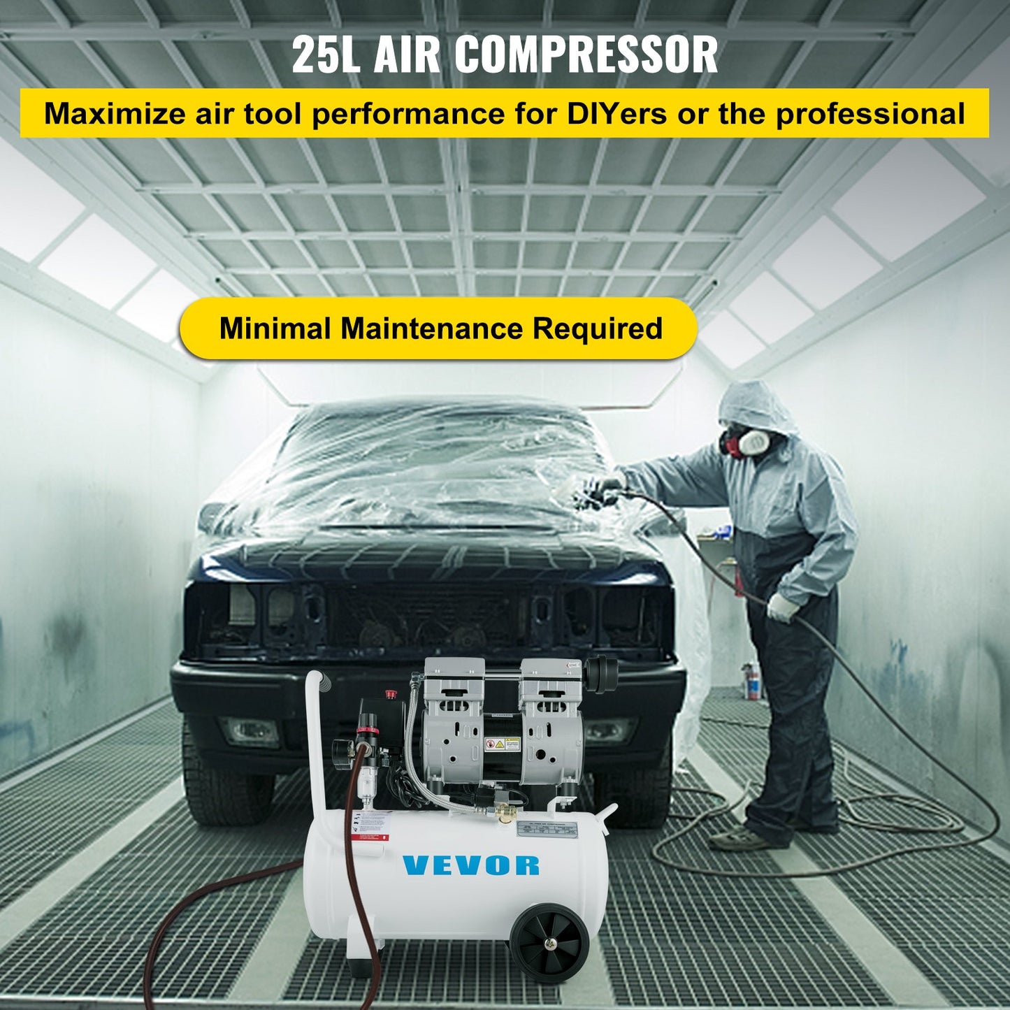 VEVOR Air Compressor 6.6 Gallon, Portable Air Compressor 1 HP, Oil Free Air Compressor