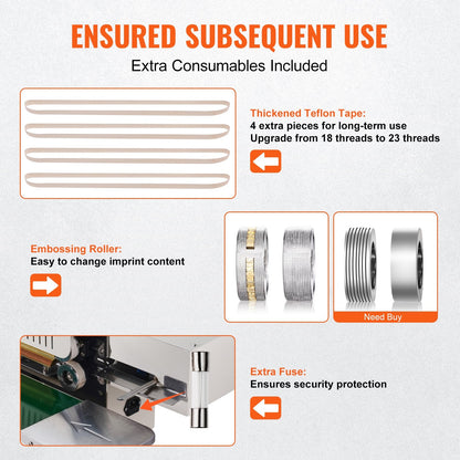 Continuous Horizontal Band Sealer with Inflation, 5 kg Load, 16 m/min Speed