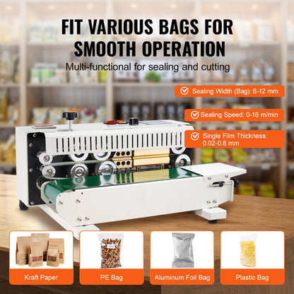 Horizontal Band Sealer with Count Function, 16 m/min Sealing Speed, 5 kg Load