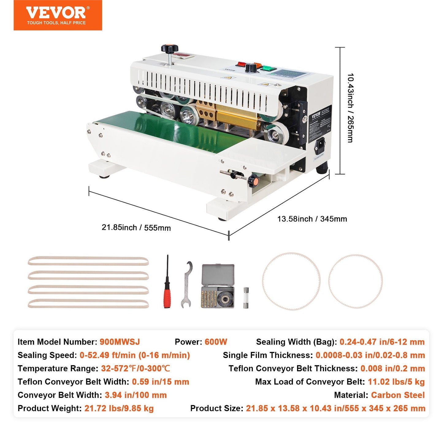 Horizontal Band Sealer with Count Function, 16 m/min Sealing Speed, 5 kg Load