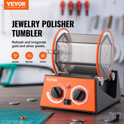 3kg Rotary Tumbler Jewelry Polisher with Adjustable Speeds and Large Capacity
