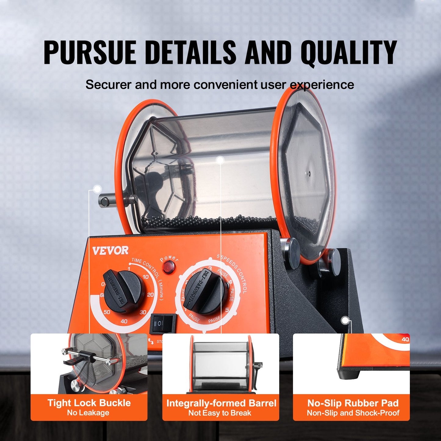 3kg Rotary Tumbler Jewelry Polisher with Adjustable Speeds and Large Capacity