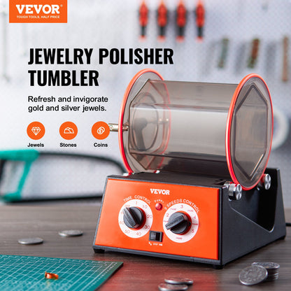 VEVOR Jewelry Polisher Tumbler, 11lbs/5kg Capacity Mini Rotary Tumbler Machine with