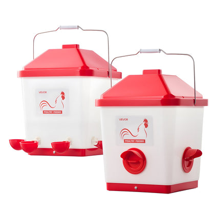 Automatic Chicken Feeder & Waterer Set, 19 L/18.14 kg, Rain Proof Hanging Poultry Feeder with Water Cup No Waste, Automatic Gravity, Avoid Small Animals, Suitable for Chicken, Duck, Turkey