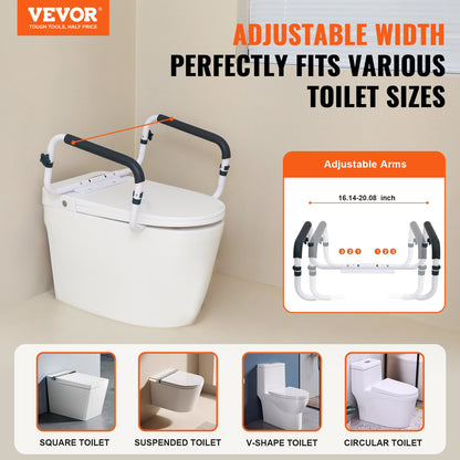 VEVOR Toilet Safety Rail, 136 kg Capacity Toilet Seat Frame, Adjustable Width Fit