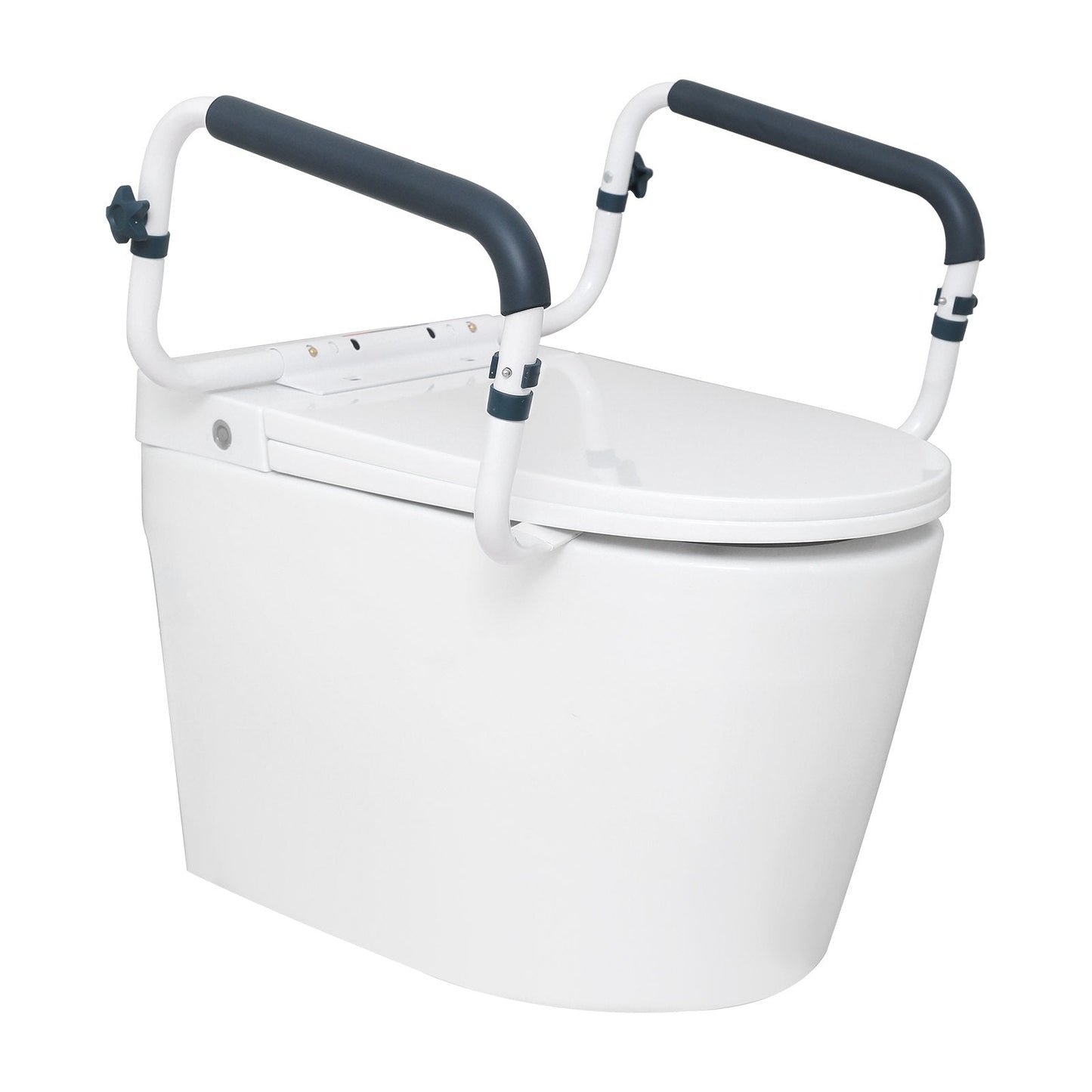 Toilet Safety Rail with Adjustable Width, 136 kg Capacity, Padded Armrests
