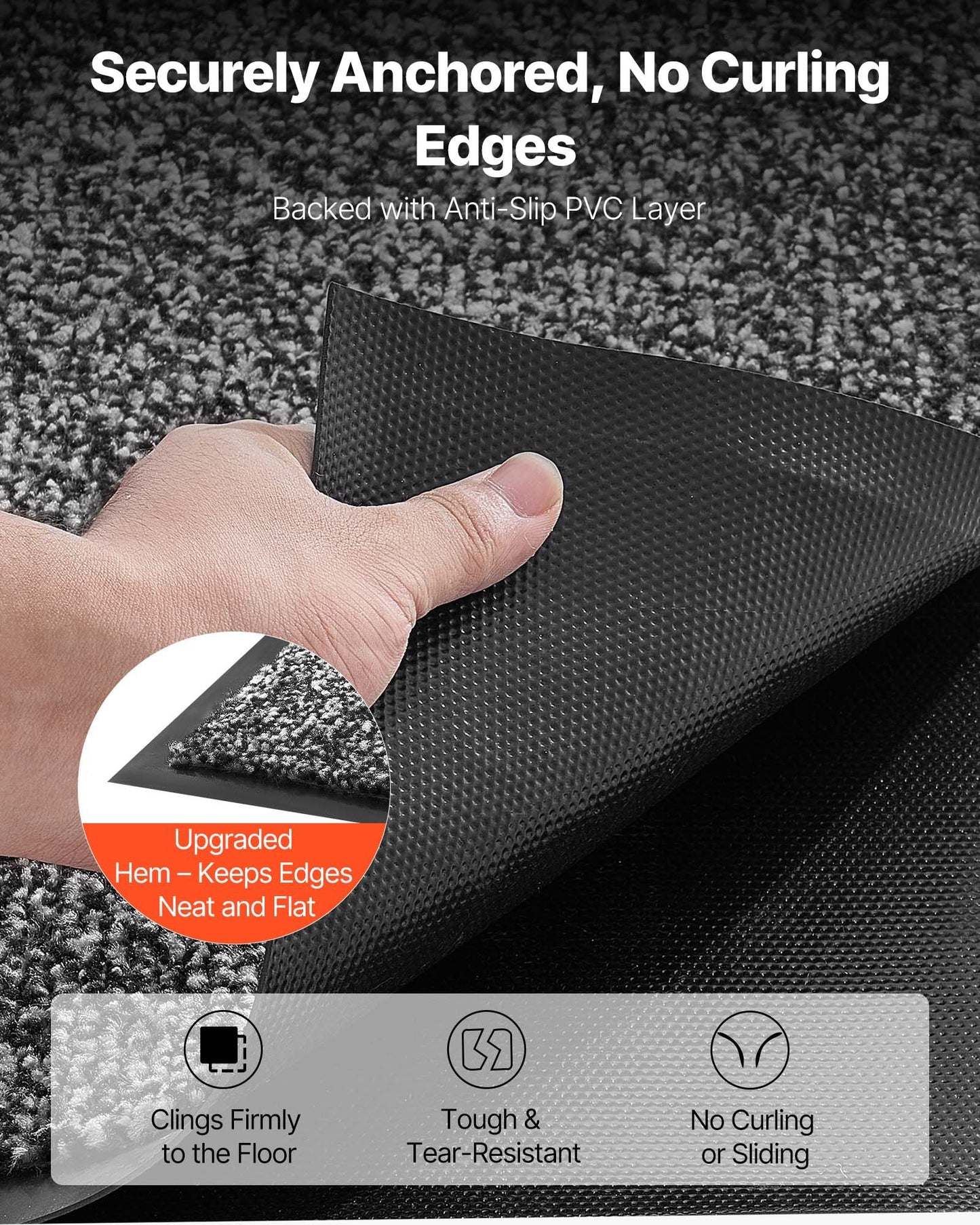 Front Door Mat, 1524 x 914 mm Commercial Floor Mat for Indoor and Outdoor, Industrial Entrance Carpet with PVC Backing, Heavy Duty Washable Entry Rug for Hallway, Kitchen, Balcony, Garage, Grey