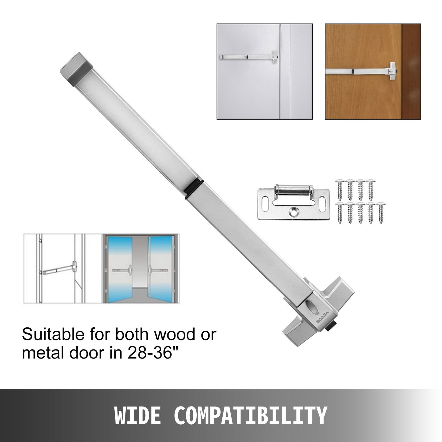 VEVOR Door Push Bar Panic Exit Device with Exterior Lever Commercial Emergency Exit