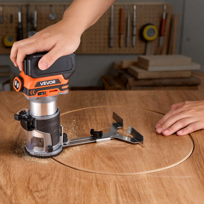Cordless Wood Router, Brushless Motor, Compact Variable Speed Palm Router with Fixed Base, Dust Hood, Edge Trimmer Tool for Woodworking, Compatible with Makita Batteries (Battery Not Included)