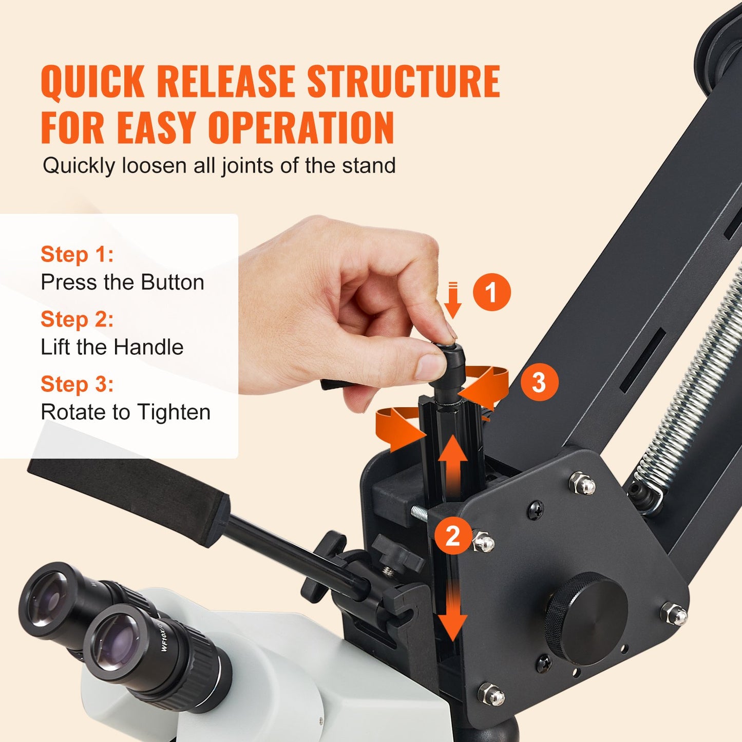 VEVOR Multi-Directional Microscope with Spring Bracket Ring Light 7X-45X Jewelry