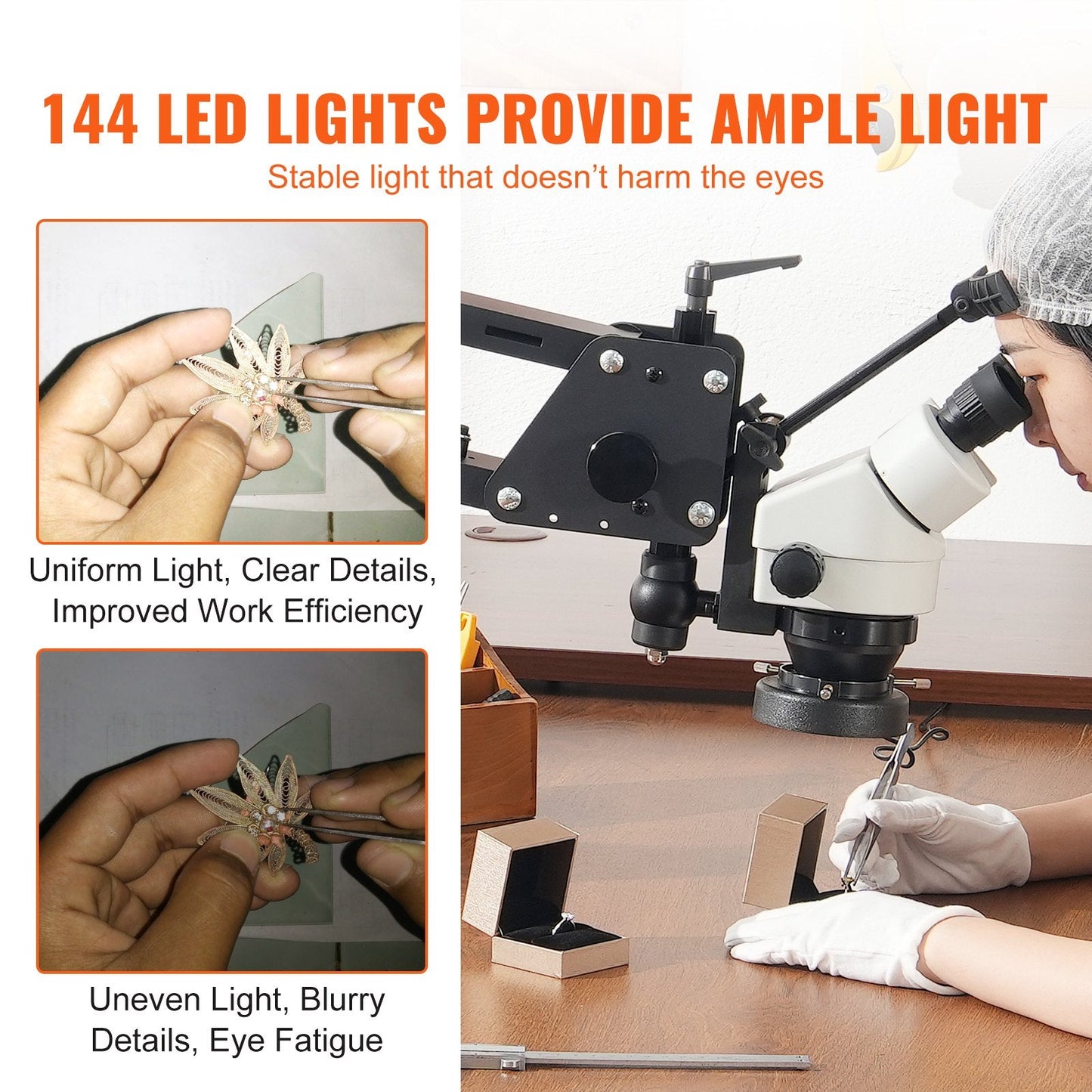 Multi-Directional Microscope with Spring Bracket, 7X-45X Magnification