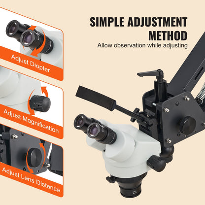 Multi-Directional Microscope with Spring Bracket, 7X-45X Magnification