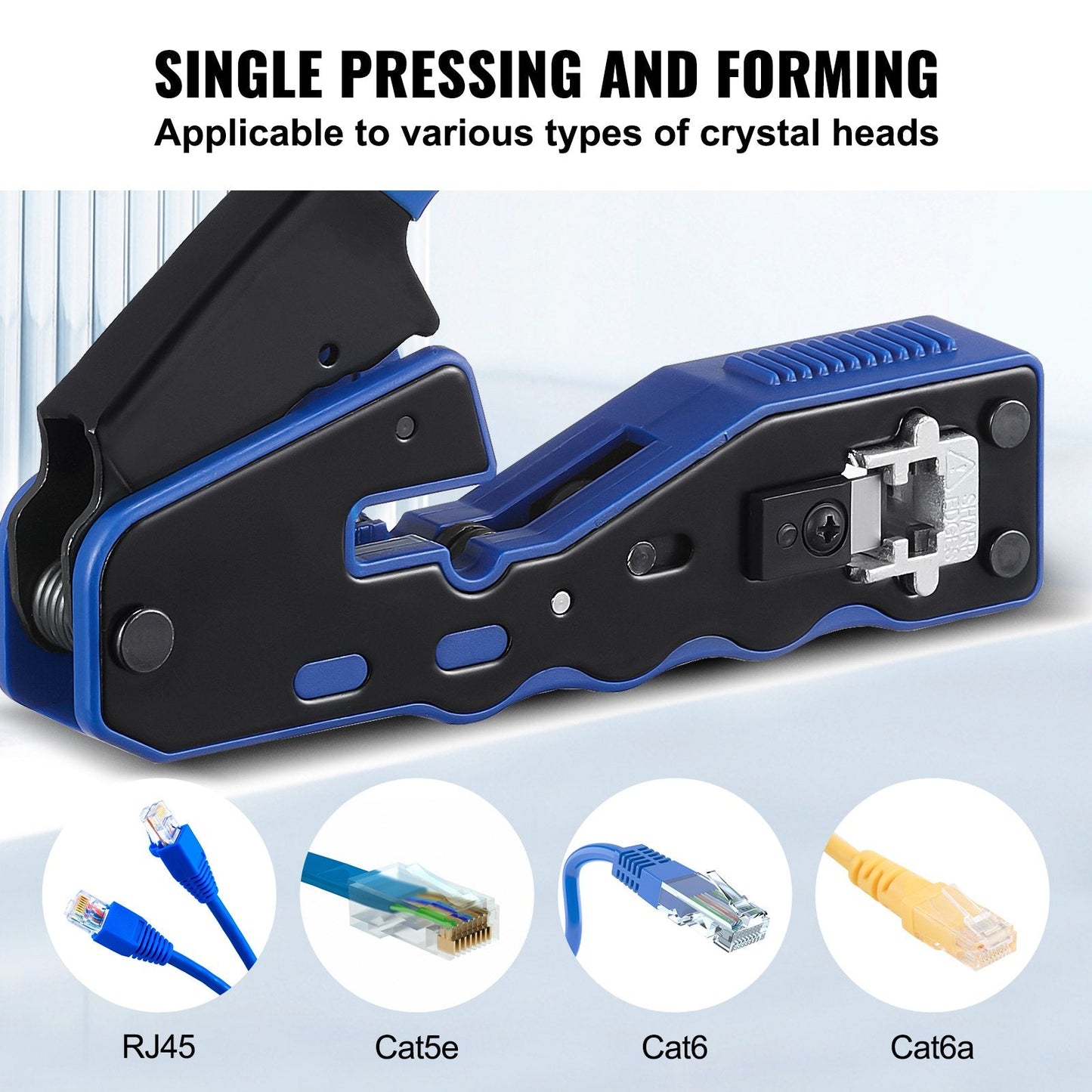 RJ45 Crimp Tool Kit, Ethernet Crimper with Pass-Through Connectors & Tester