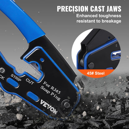 VEVOR RJ45 Crimp Tool Kit, Cat5e/Cat6/Cat6a Ethernet Crimper Crimp Pliers for 8-Pin
