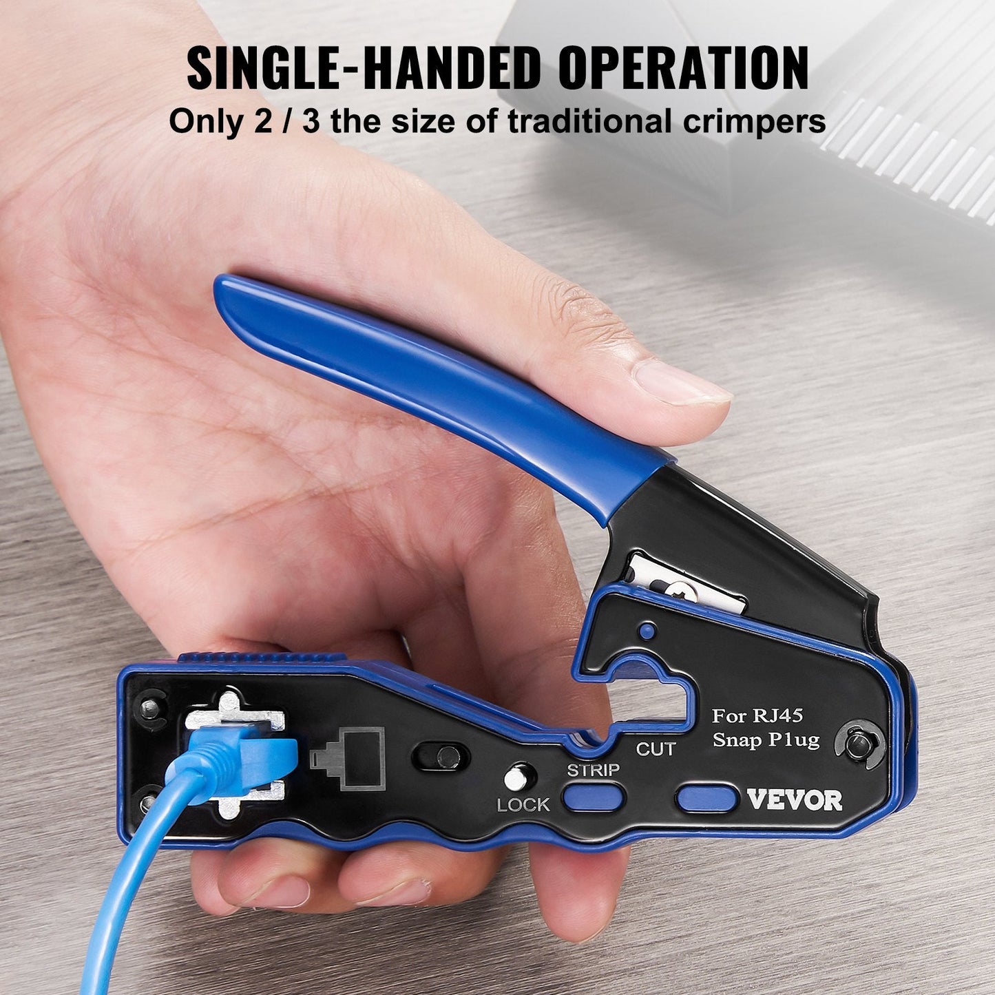 RJ45 Crimp Tool Kit, Ethernet Crimper with Pass-Through Connectors & Tester