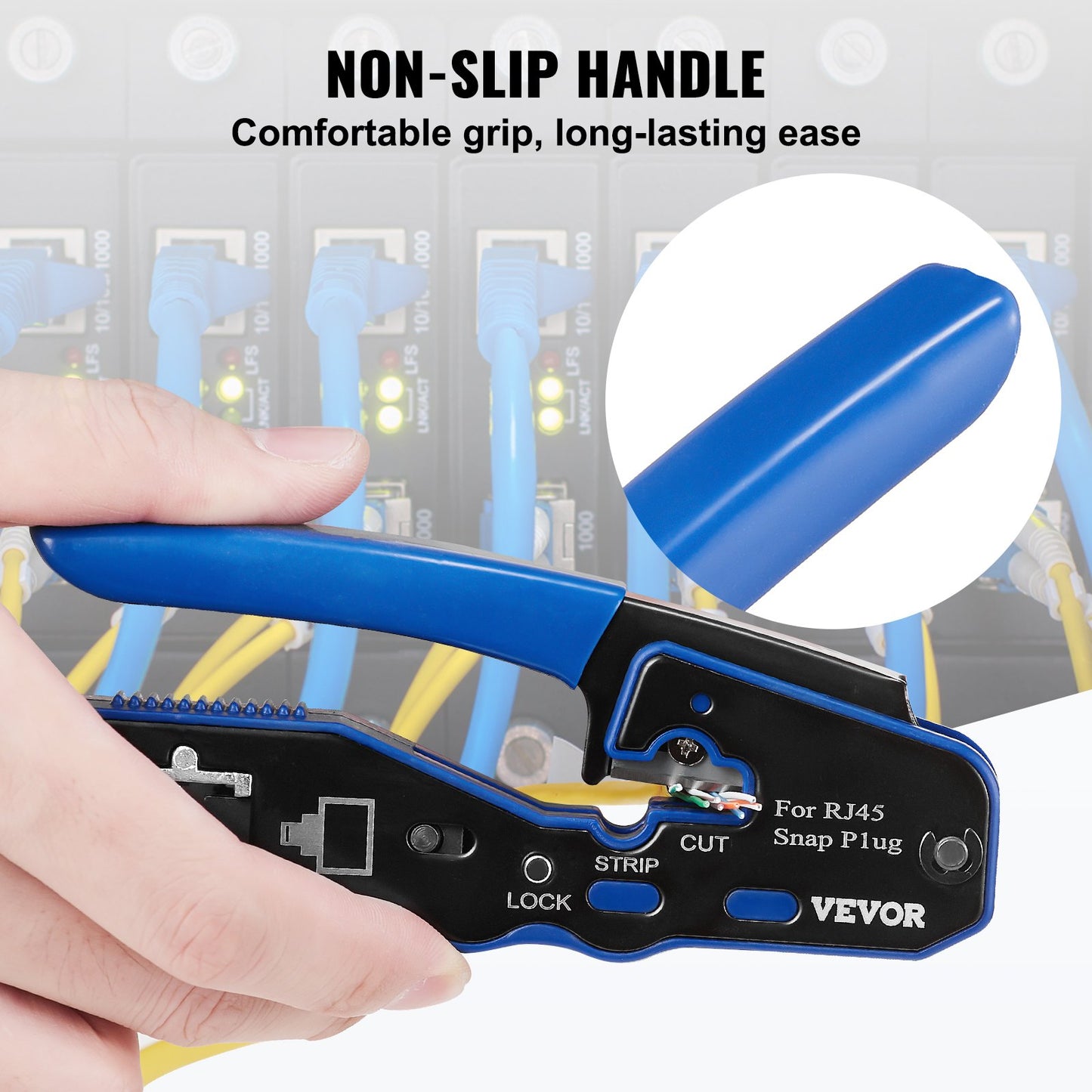 VEVOR RJ45 Crimp Tool Kit, Cat5e/Cat6/Cat6a Ethernet Crimper Crimp Pliers for 8-Pin