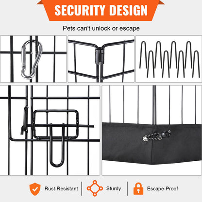 VEVOR Dog Playpen, 8 Panels Foldable Metal Dog Exercise Pen with Bottom Pad, 24"