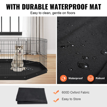 VEVOR Dog Playpen, 8 Panels Foldable Metal Dog Exercise Pen with Bottom Pad, 24"