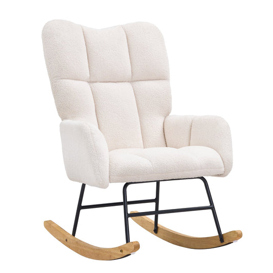 VEVOR Nursery Rocking Chair, 250 lbs Weight Capacity Teddy Fabric Upholstered Glider