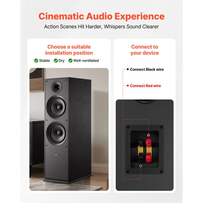 Floorstanding Speaker 2-Way Floor-Standing Tower Speaker 600W Peak Single