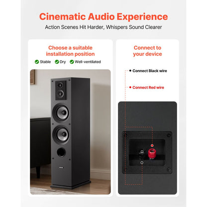 Floorstanding Speakers 3-Way Floor-Standing Tower Speakers 145W Peak Pair