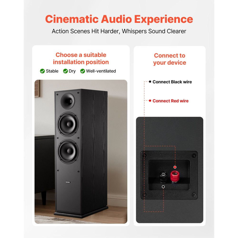 Floorstanding Speakers 2-Way Floor-Standing Tower Speakers 400W Peak Pair