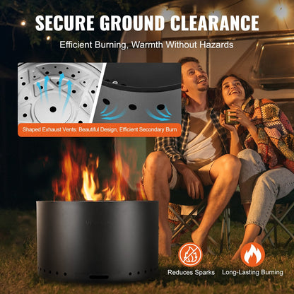 28cm Stainless Steel Smokeless Fire Pit with Complete Burning and Easy Cleaning
