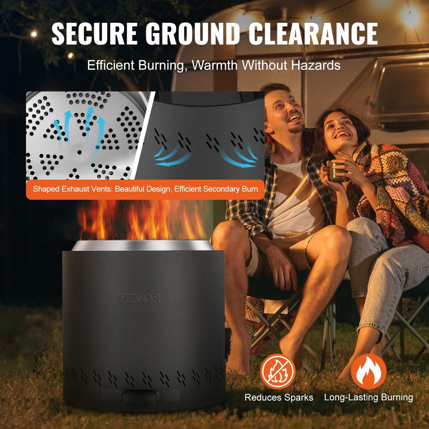 Portable 0.4m Smokeless Fire Pit Stove, Stainless Steel, Lightweight Design