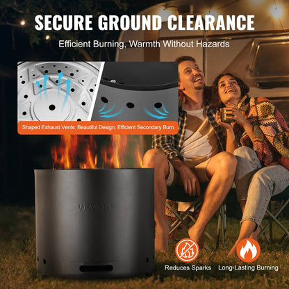 Stainless Steel Smokeless Fire Pit Stove - 0.49m Diameter, Portable & Lightweight