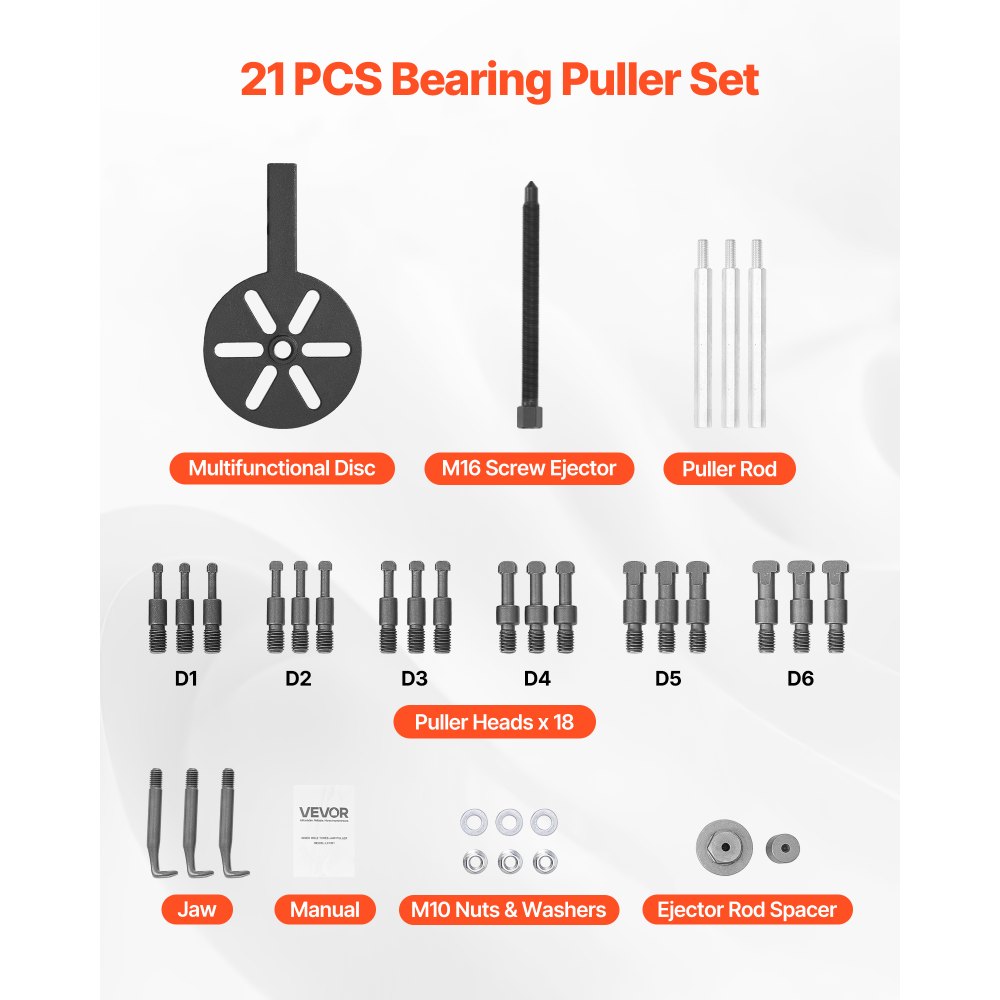 21 in 1 Bearing Disassembly Puller Inner Hole Removal Tool 3-Jaw Puller
