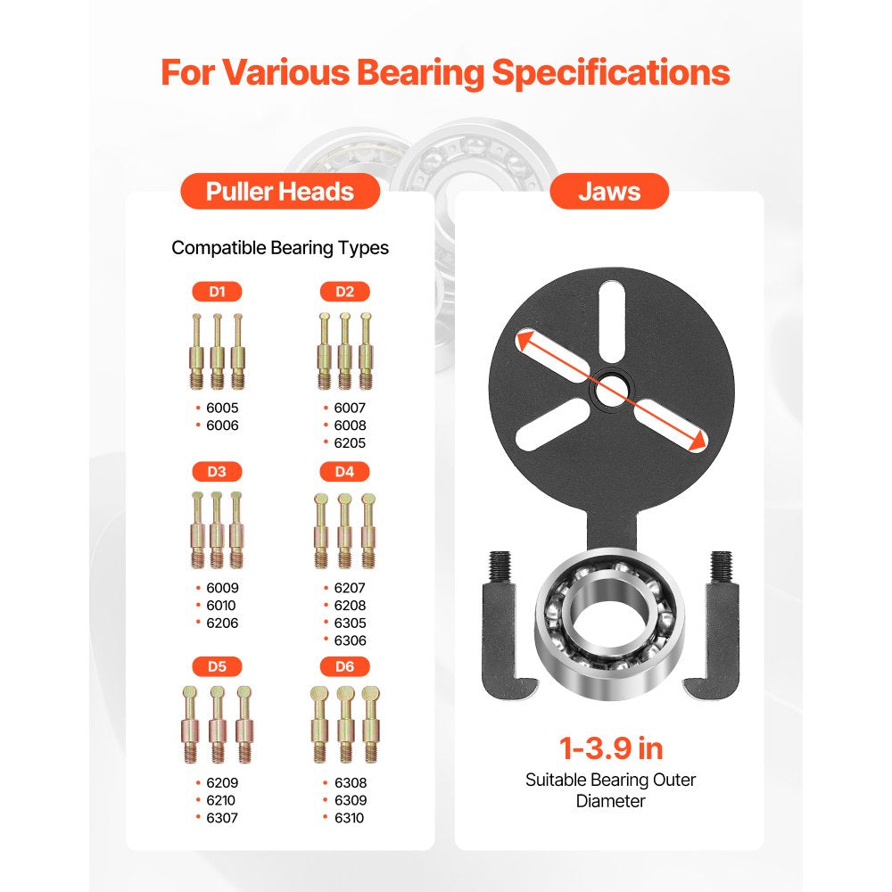 36 in 1 Bearing Disassembly Puller Inner Hole Removal Tool 3-Jaw Puller