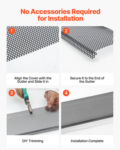 Gutter Guard, 152.4 mm Powder-Coated Steel Gutter Screen, Heavy-Duty 36.58 m Length, 1.02 mm Thick, Leaf Guard for Debris and Leaves, Easy DIY, Fits 152.4 mm Standard Systems, 40 Pack, Black