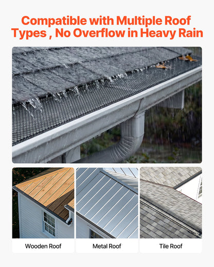 Gutter Guard, 152.4 mm Powder-Coated Steel Gutter Screen, Heavy-Duty 36.58 m Length, 1.02 mm Thick, Leaf Guard for Debris and Leaves, Easy DIY, Fits 152.4 mm Standard Systems, 40 Pack, Black