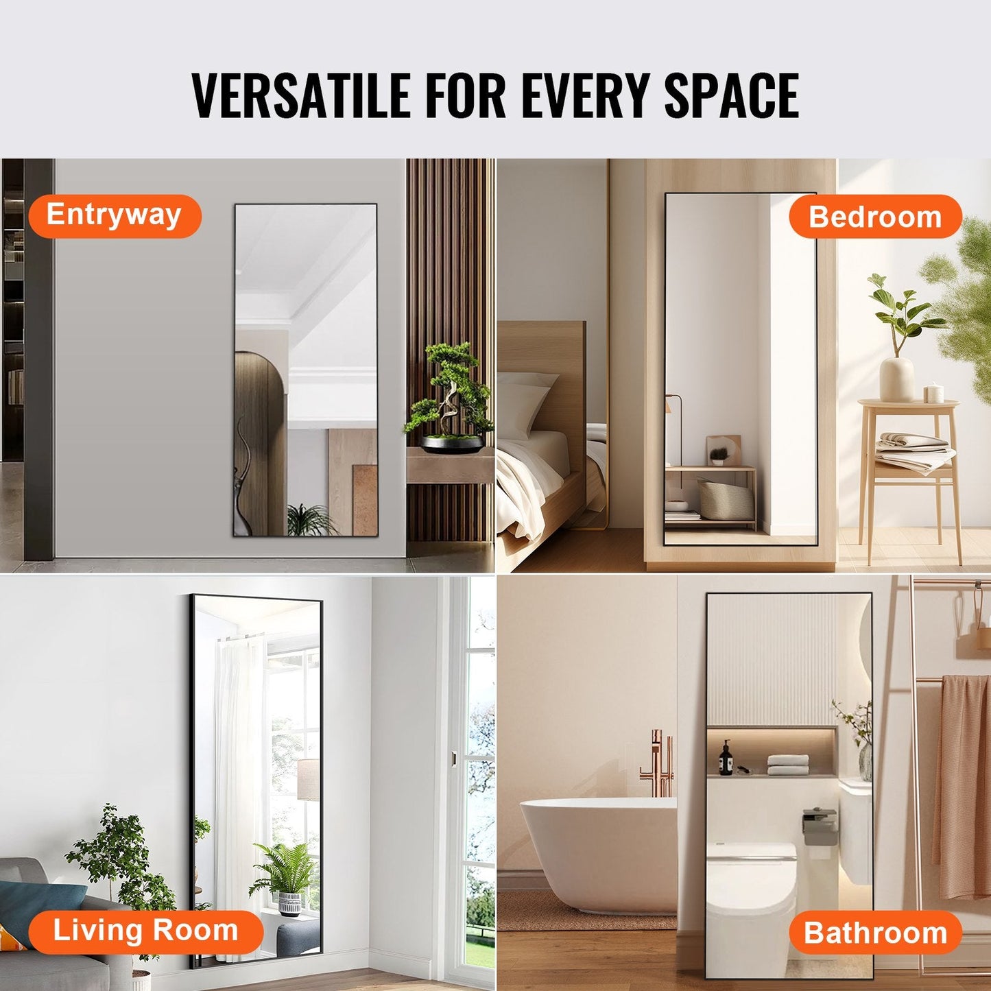 Extra Large Full Body Mirror, 1.8x0.785m, for Standing, Hanging, or Leaning