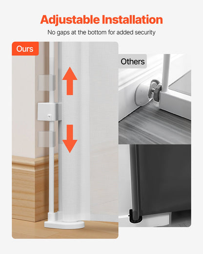 Retractable Baby Gate, 870 mm Tall, Extends up to 2800 mm Wide, Retractable Gate for Kids or Pets, Mesh Material, Easy to Install for Indoor Stairs, Doorways, Hallways, Playrooms, White