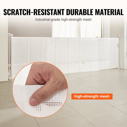 Retractable Mesh Gate for Kids and Pets, 0.87m Tall, Extends to 2.95m Wide