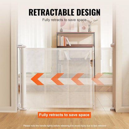 Retractable Mesh Gate for Kids and Pets, 0.87m Tall, Extends to 2.95m Wide
