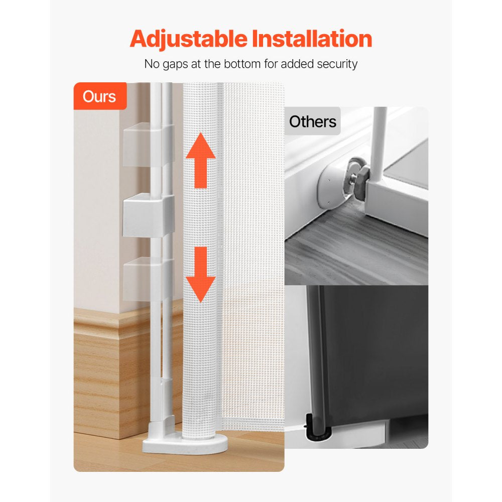 VEVOR Retractable Baby Gate 870 mm Tall Extend to 1400 mm Wide Kids Pets White