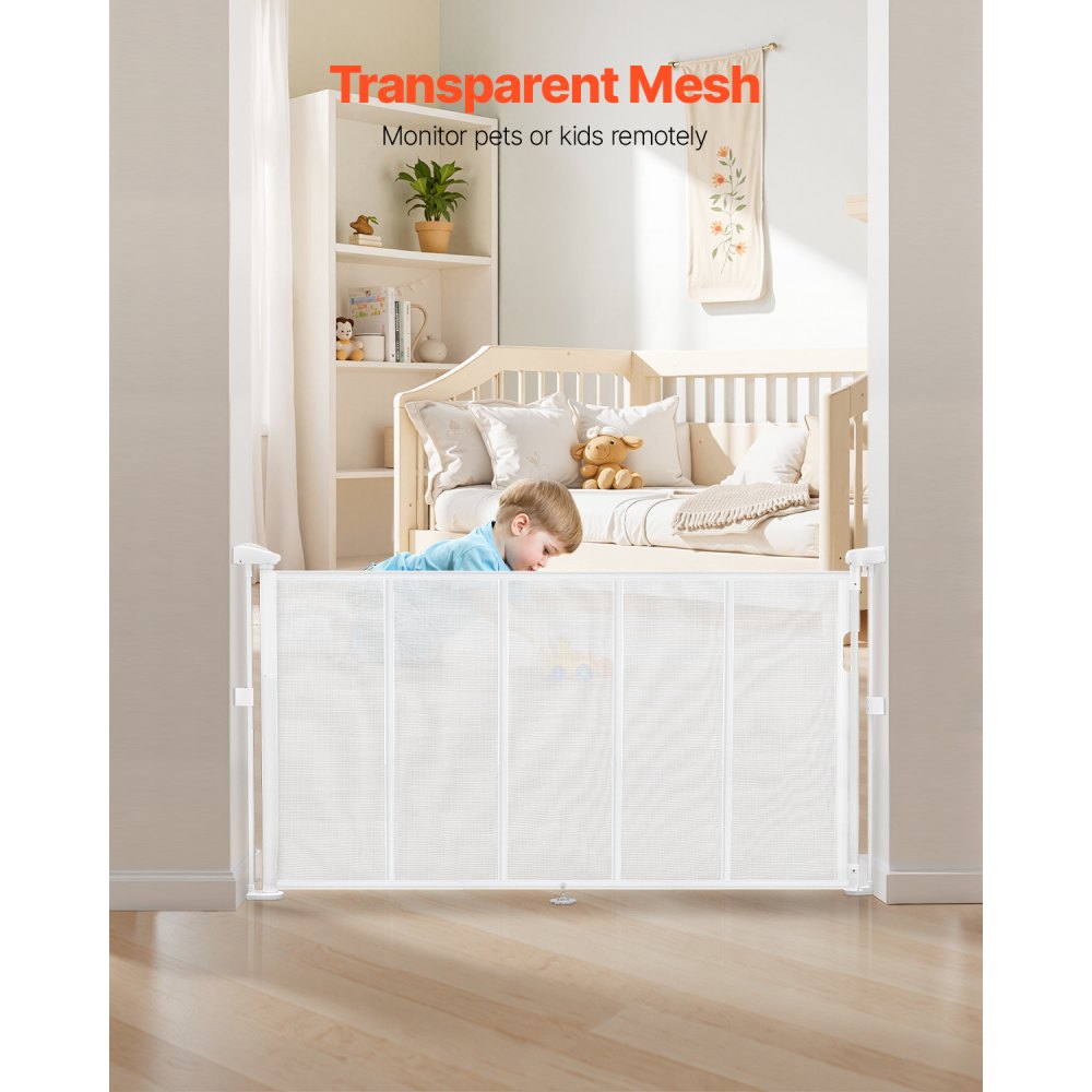 VEVOR Retractable Baby Gate 870 mm Tall Extend to 1400 mm Wide Kids Pets White