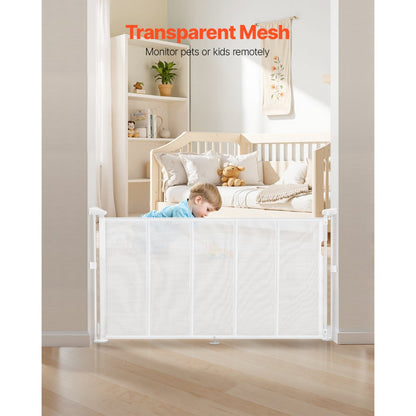 VEVOR Retractable Baby Gate 870 mm Tall Extend to 1400 mm Wide Kids Pets White