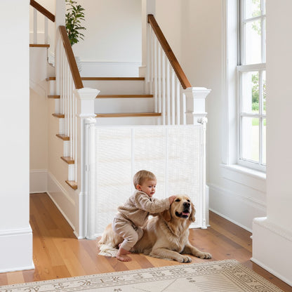 VEVOR Retractable Baby Gate 870 mm Tall Extend to 1400 mm Wide Kids Pets White