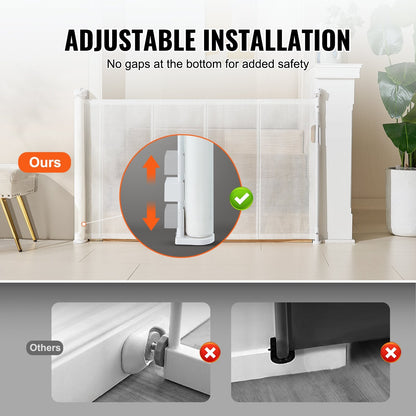Retractable Mesh Baby Gate, 0.87m Tall, Extends up to 1.53m Wide, White